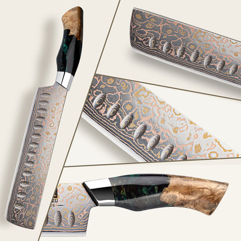 Couteau Nakiri | Venus Cuivre Damascus